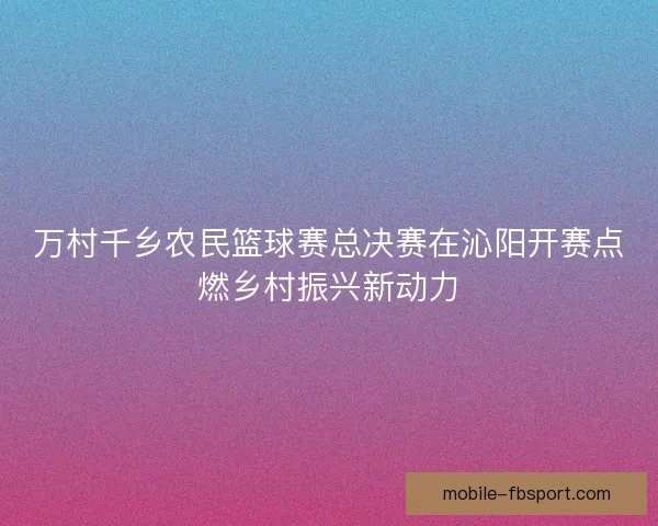 万村千乡农民篮球赛总决赛在沁阳开赛点燃乡村振兴新动力